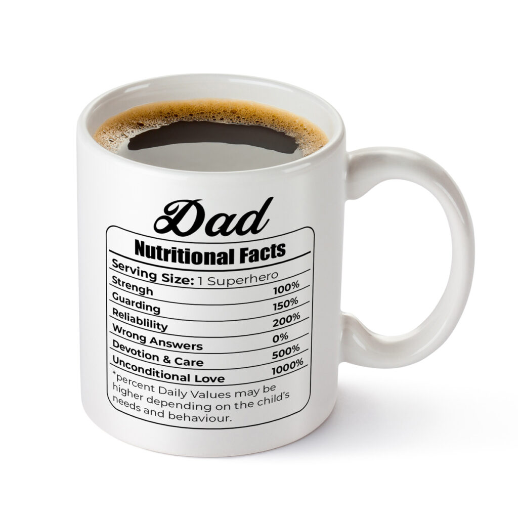 Funny Dad Mug - Superhero Nutritional Facts Design