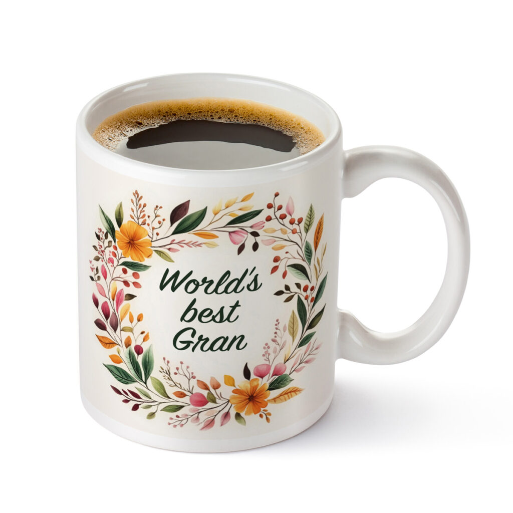 World's Best Gran Mug - Floral Wreath Design