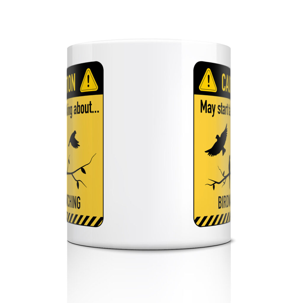 Birdwatching Mug - Caution Design with Bird Silhouettes