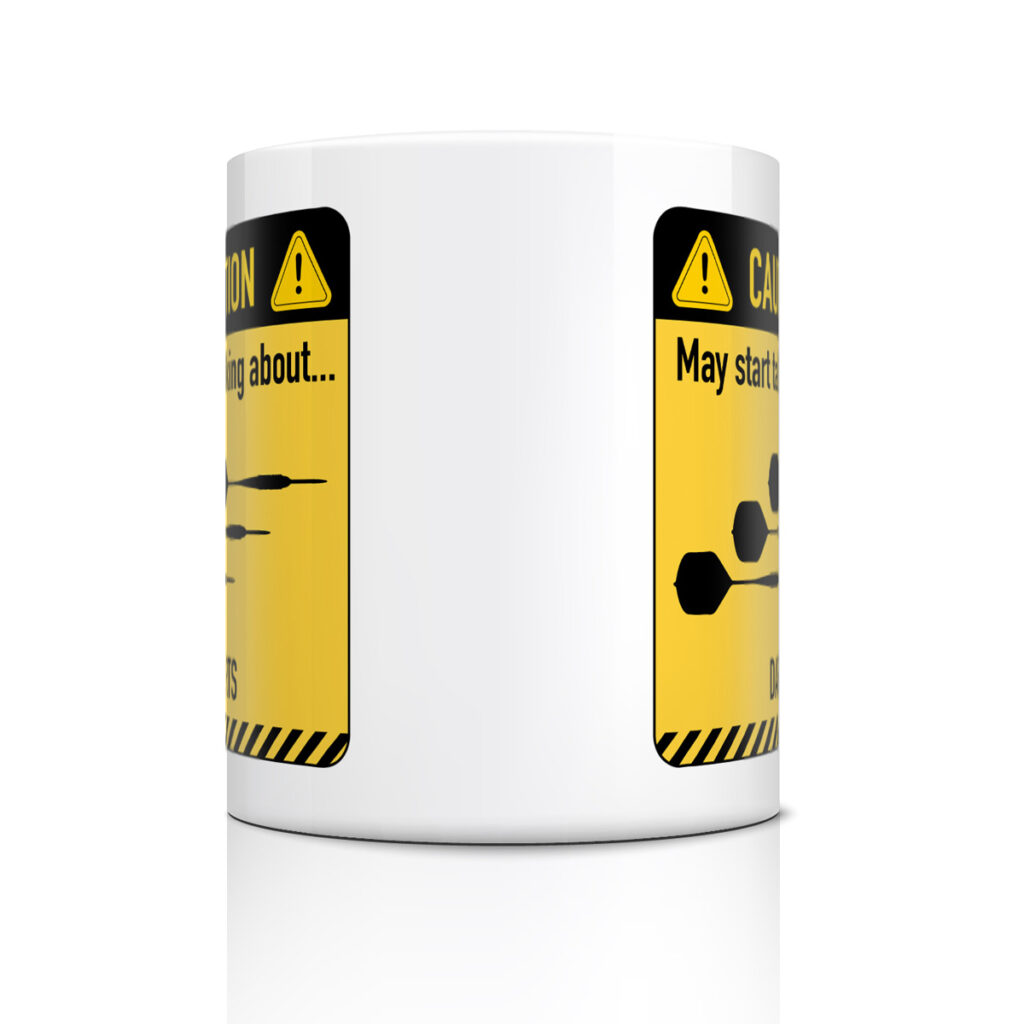 Darts Talk Mug - Funny Caution Sign Design