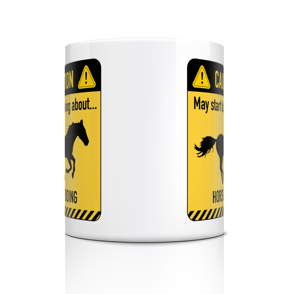 Horse Riding Caution Mug - Yellow & Black Design