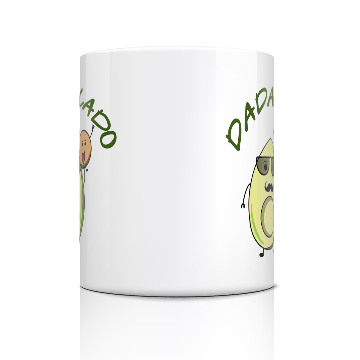 DADACADO Avocado Dad Mug with Glasses & Mustache Design