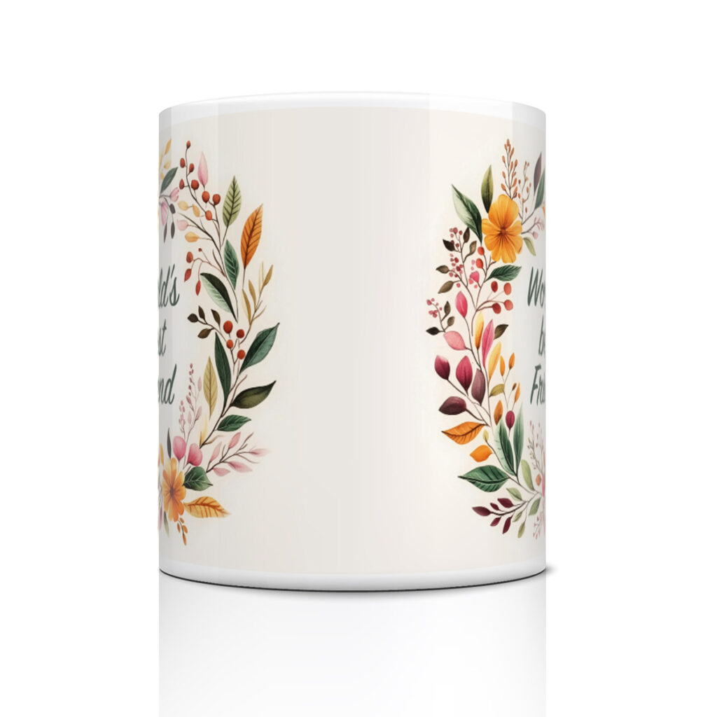 World's Best Friend Floral Wreath White Mug