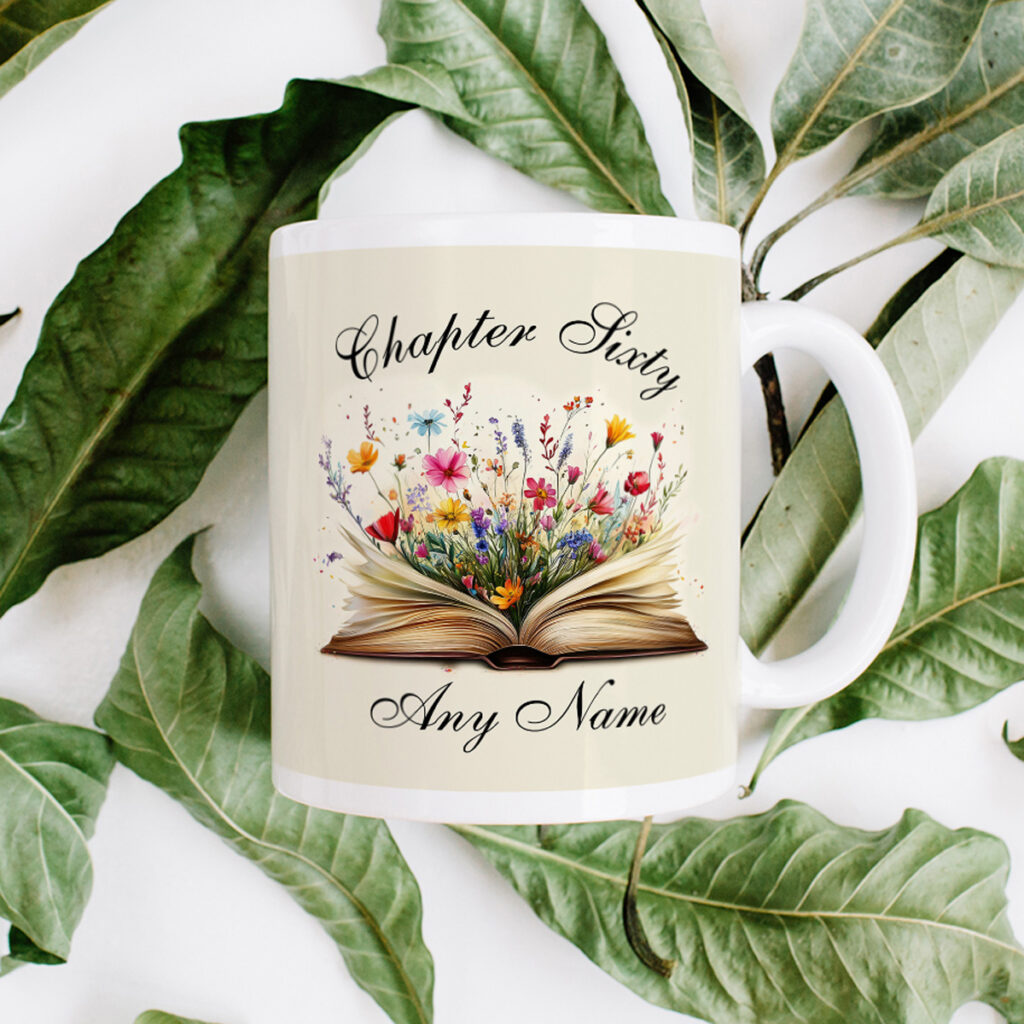 Personalized "Chapter Sixty" Book & Flowers Mug