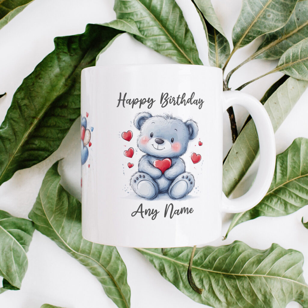 Personalized Happy Birthday Teddy Bear Mug