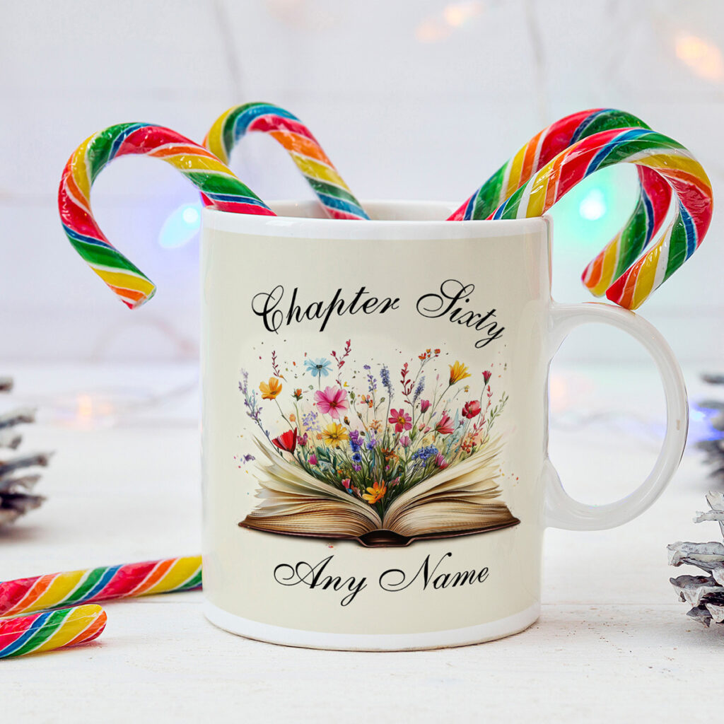 Personalized "Chapter Sixty" Book & Flowers Mug