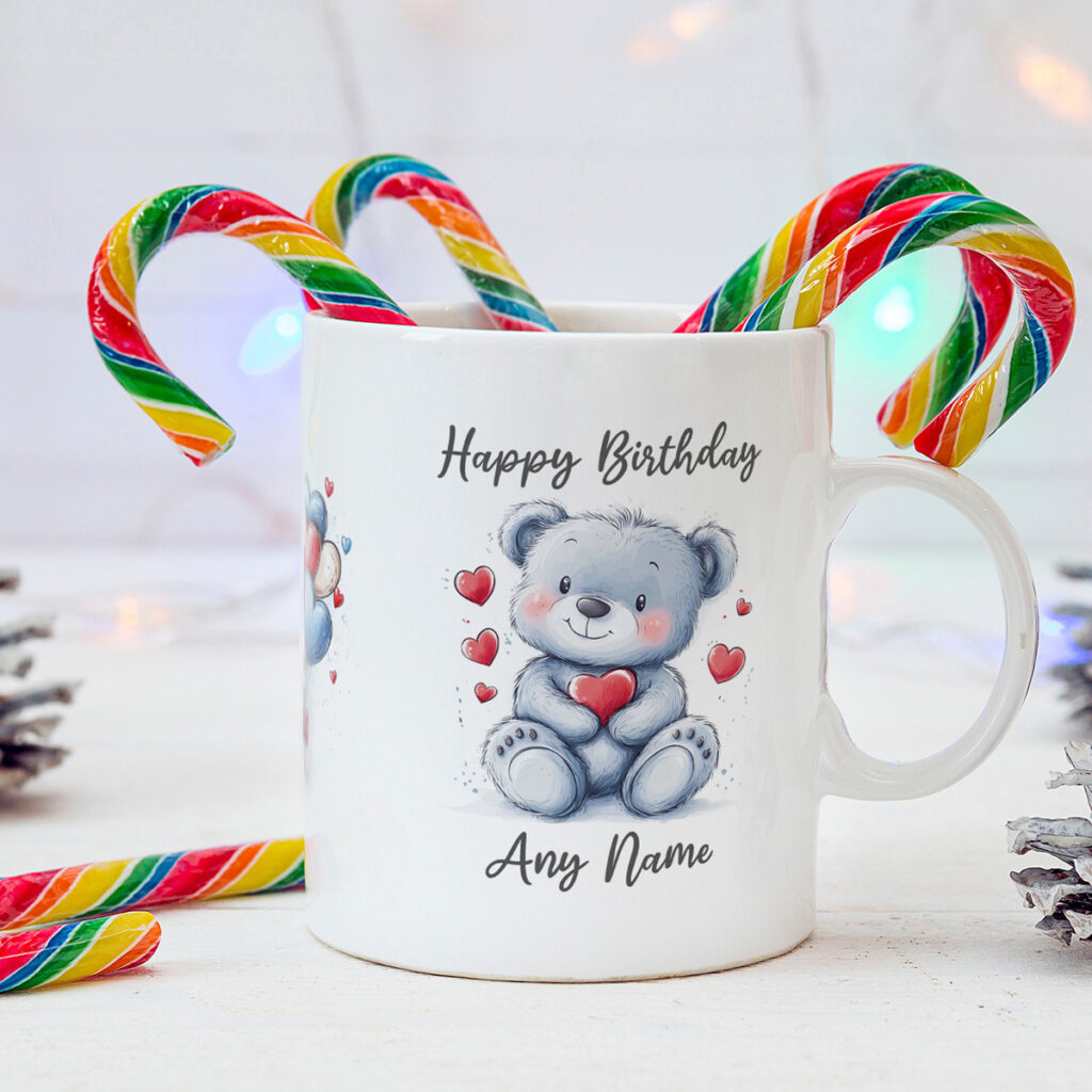 Personalized Happy Birthday Teddy Bear Mug