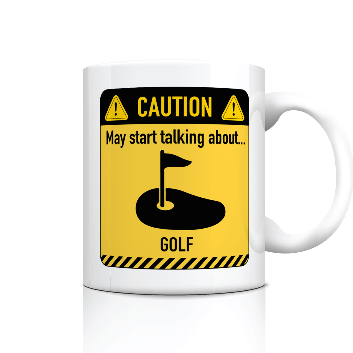 Golf Caution Sign White Mug - Funny Golf Gift Idea