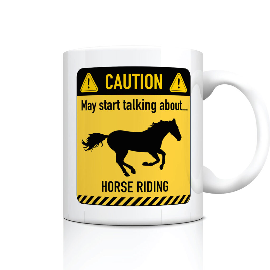 Horse Riding Caution Mug - Yellow & Black Design