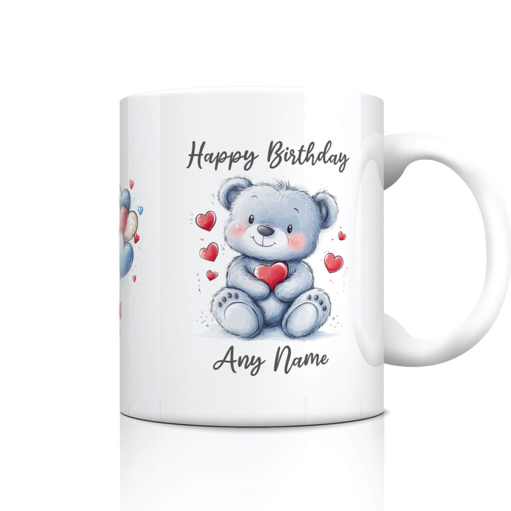 Personalized Happy Birthday Teddy Bear Mug