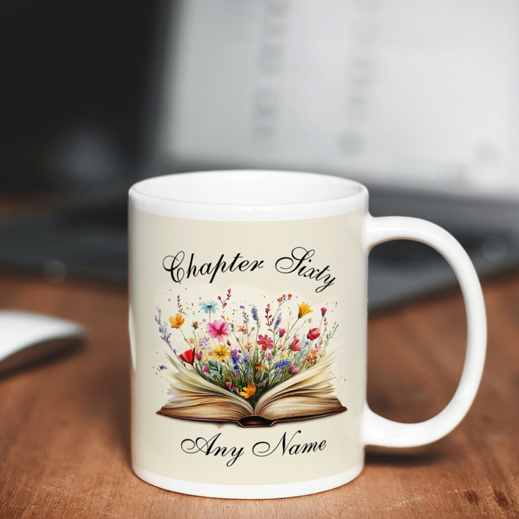 Personalized "Chapter Sixty" Book & Flowers Mug