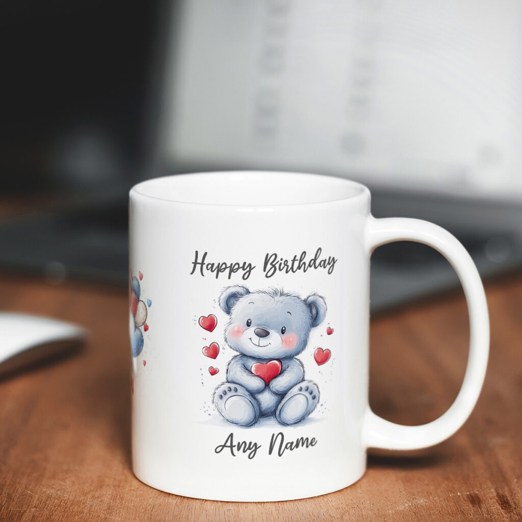 Personalized Happy Birthday Teddy Bear Mug