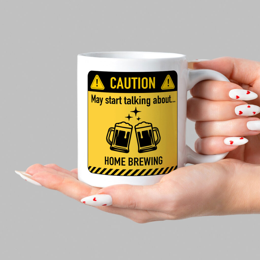 White Mug: Beer Mugs Design - Home Brewing Warning