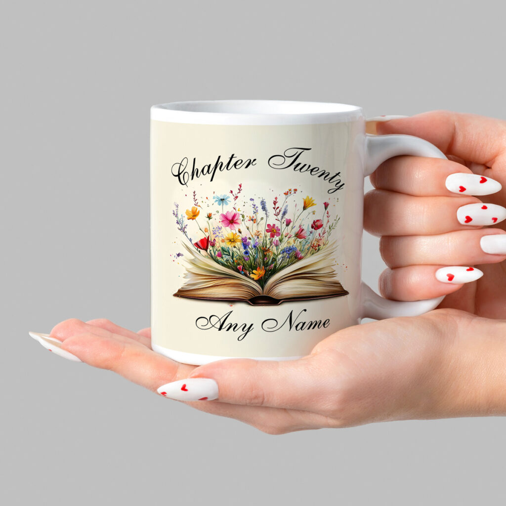 Personalized "Chapter Twenty" Floral Book Mug