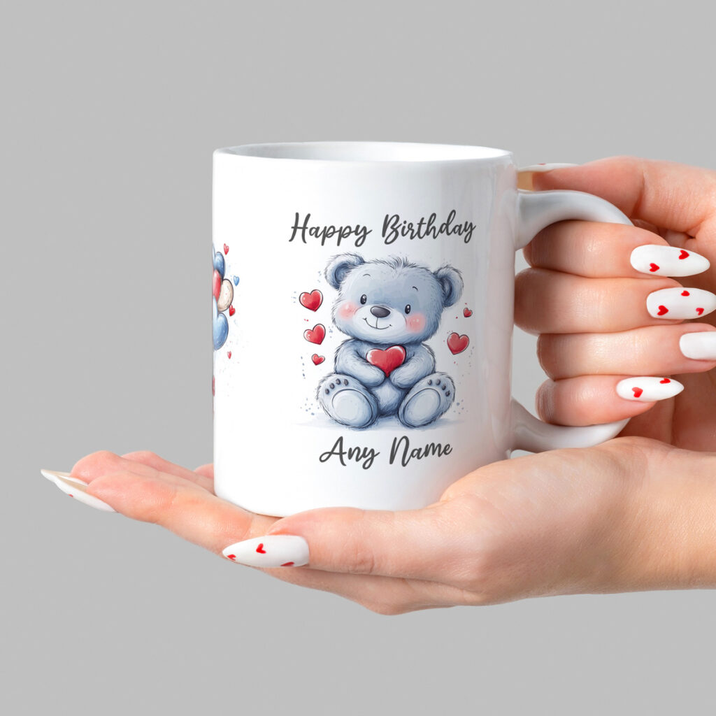 Personalized Happy Birthday Teddy Bear Mug