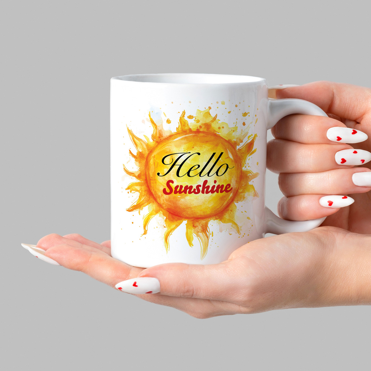Hello Sunshine Watercolor Sun Mug - Vibrant Design