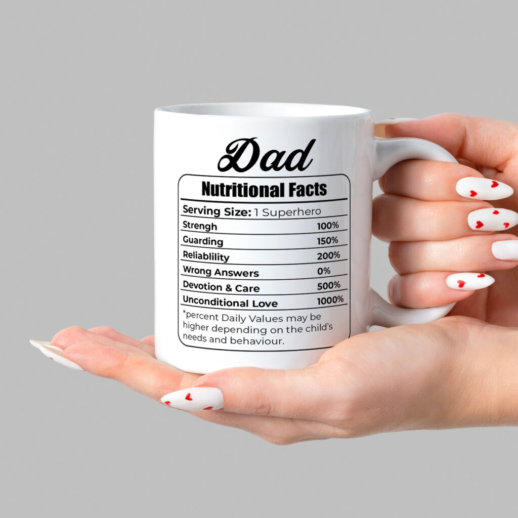 Funny Dad Mug - Superhero Nutritional Facts Design