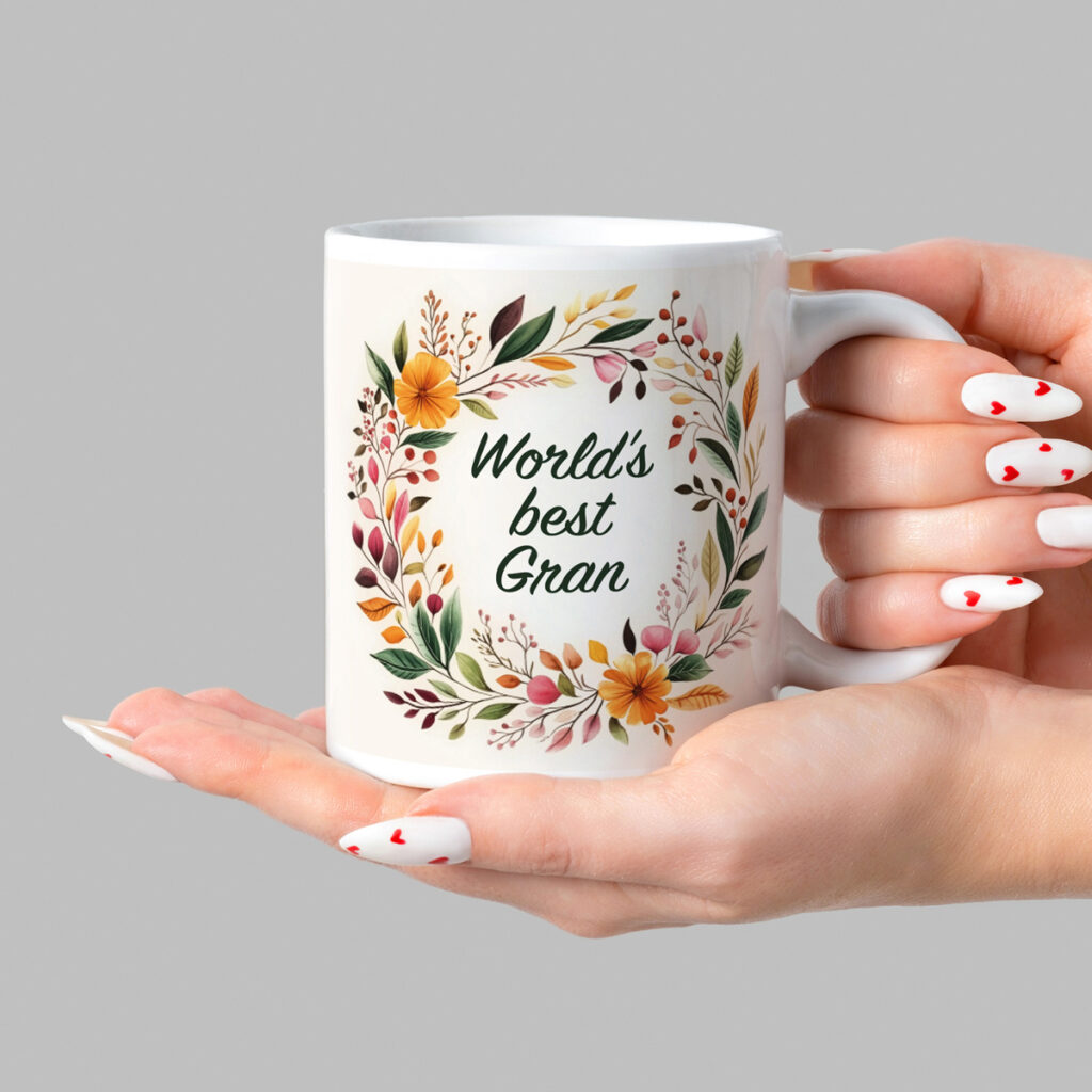 World's Best Gran Mug - Floral Wreath Design